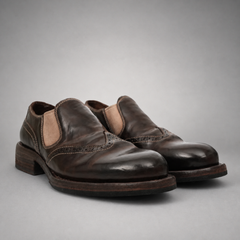 PASCH Rivington Elastic-Side Brogue Shoe in Coffee Brown Shell Cordovan