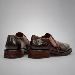 PASCH Rivington Elastic-Side Brogue Shoe in Coffee Brown Shell Cordovan