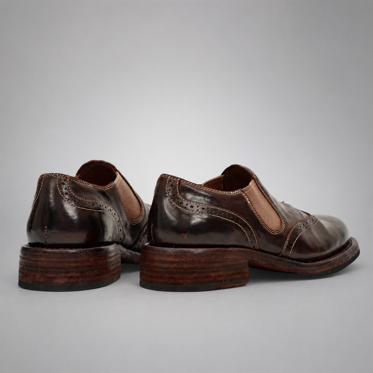 PASCH Rivington Elastic-Side Brogue Shoe in Coffee Brown Shell Cordovan