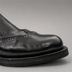 PASCH Rivington Elastic-Side Brogue Shoe in Black Shell Cordovan