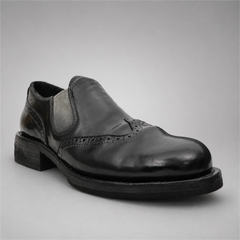 PASCH Rivington Elastic-Side Brogue Shoe in Black Shell Cordovan