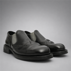 PASCH Rivington Elastic-Side Brogue Shoe in Black Shell Cordovan