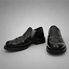 PASCH Rivington Elastic-Side Brogue Shoe in Black Shell Cordovan