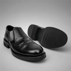 PASCH Rivington Elastic-Side Brogue Shoe in Black Shell Cordovan