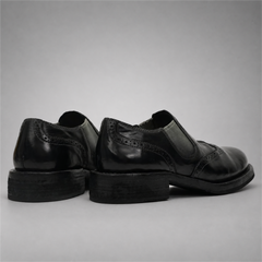 PASCH Rivington Elastic-Side Brogue Shoe in Black Shell Cordovan
