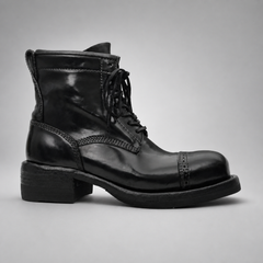 PASCH Foundry Cap-Toe Service Boot in Black Shell Cordovan, side view