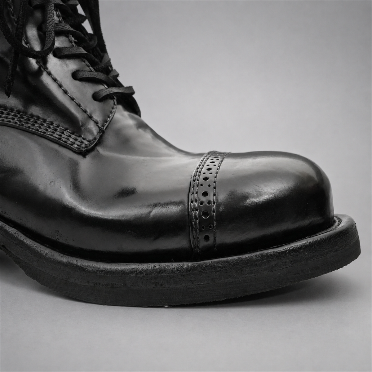 PASCH Foundry Cap-Toe Service Boot in Black Shell Cordovan