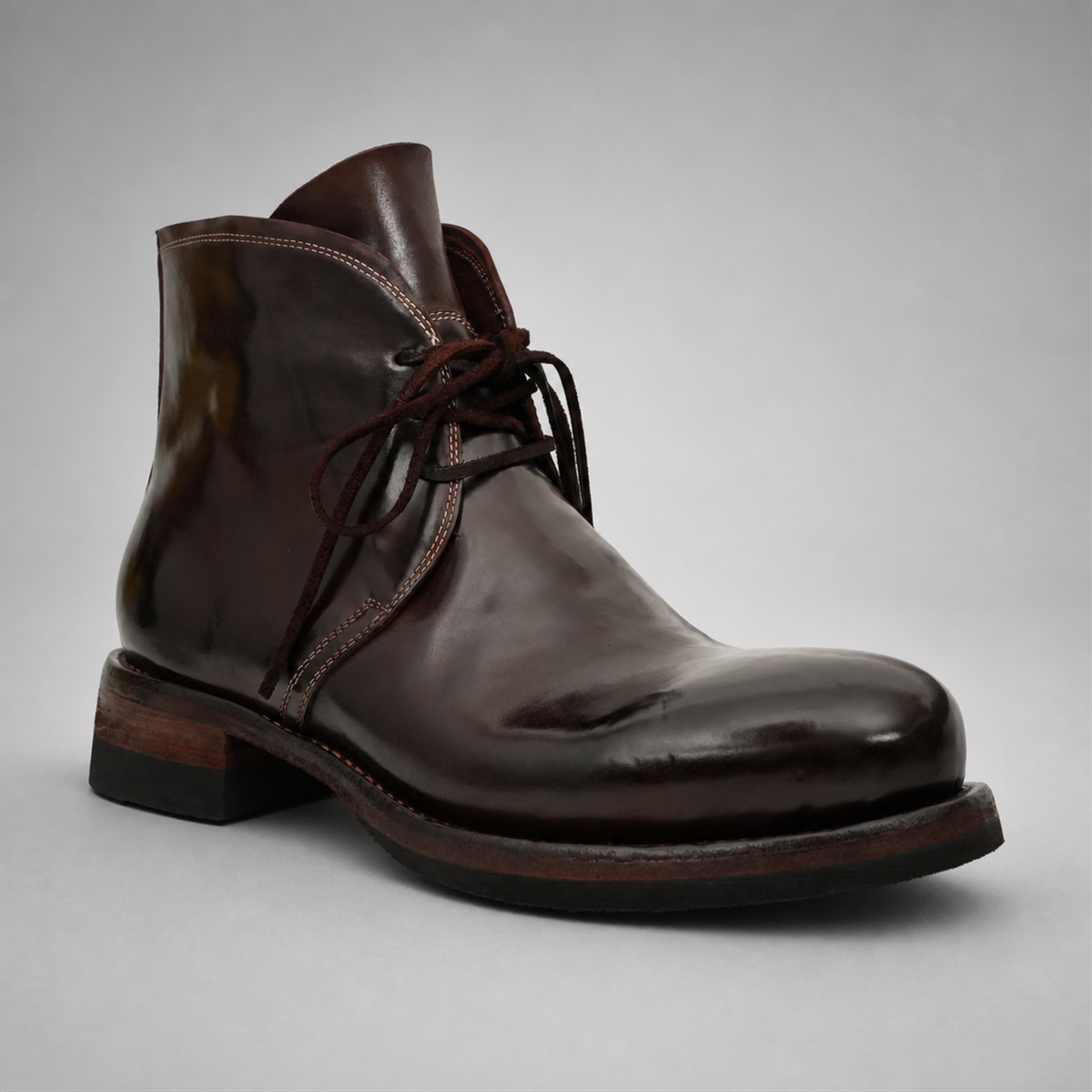 PASCH Mercer Object-Dyed Chukka Boot in Brown Shell Cordovan