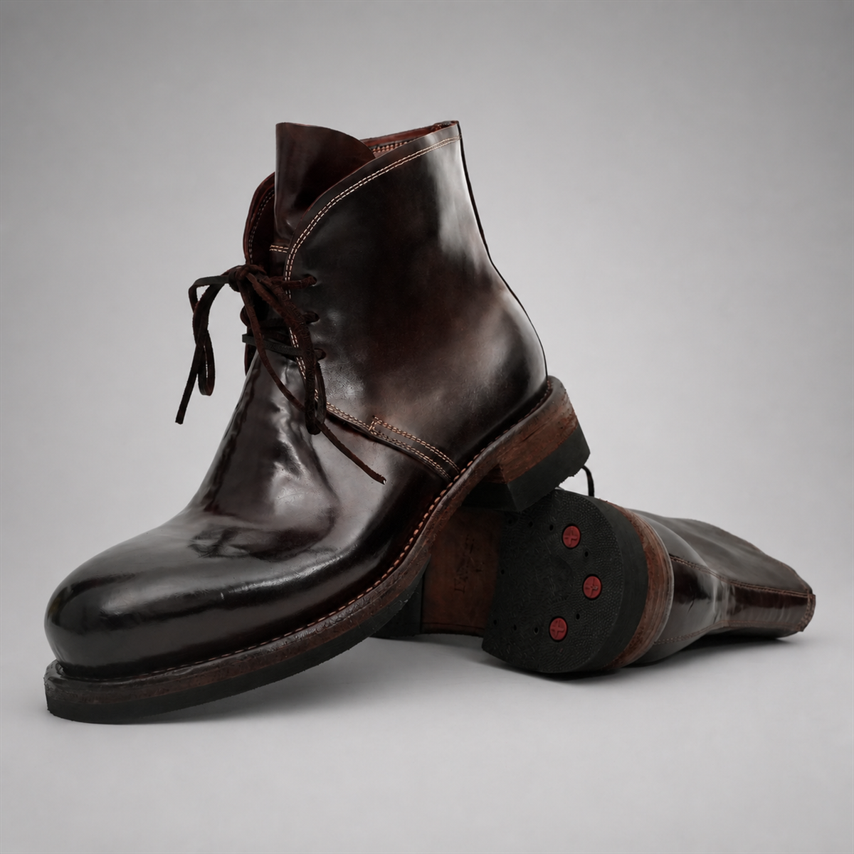 PASCH Mercer Object-Dyed Chukka Boot in Brown Shell Cordovan