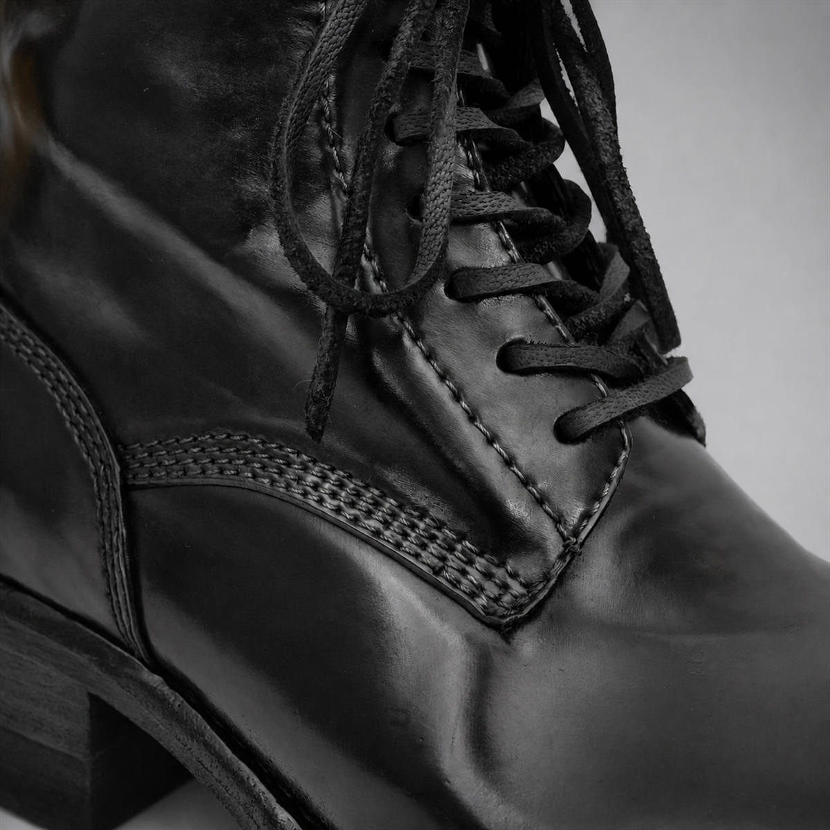 PASCH Foundry Cap-Toe Service Boot in Black Shell Cordovan