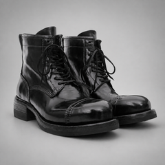 PASCH Foundry Cap-Toe Service Boot in Black Shell Cordovan