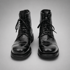 PASCH Foundry Cap-Toe Service Boot in Black Shell Cordovan
