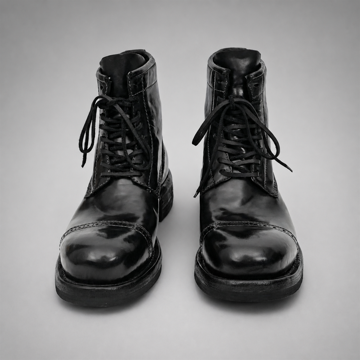 PASCH Foundry Cap-Toe Service Boot in Black Shell Cordovan