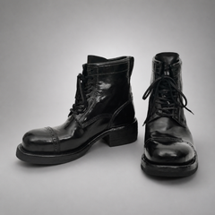 PASCH Foundry Cap-Toe Service Boot in Black Shell Cordovan