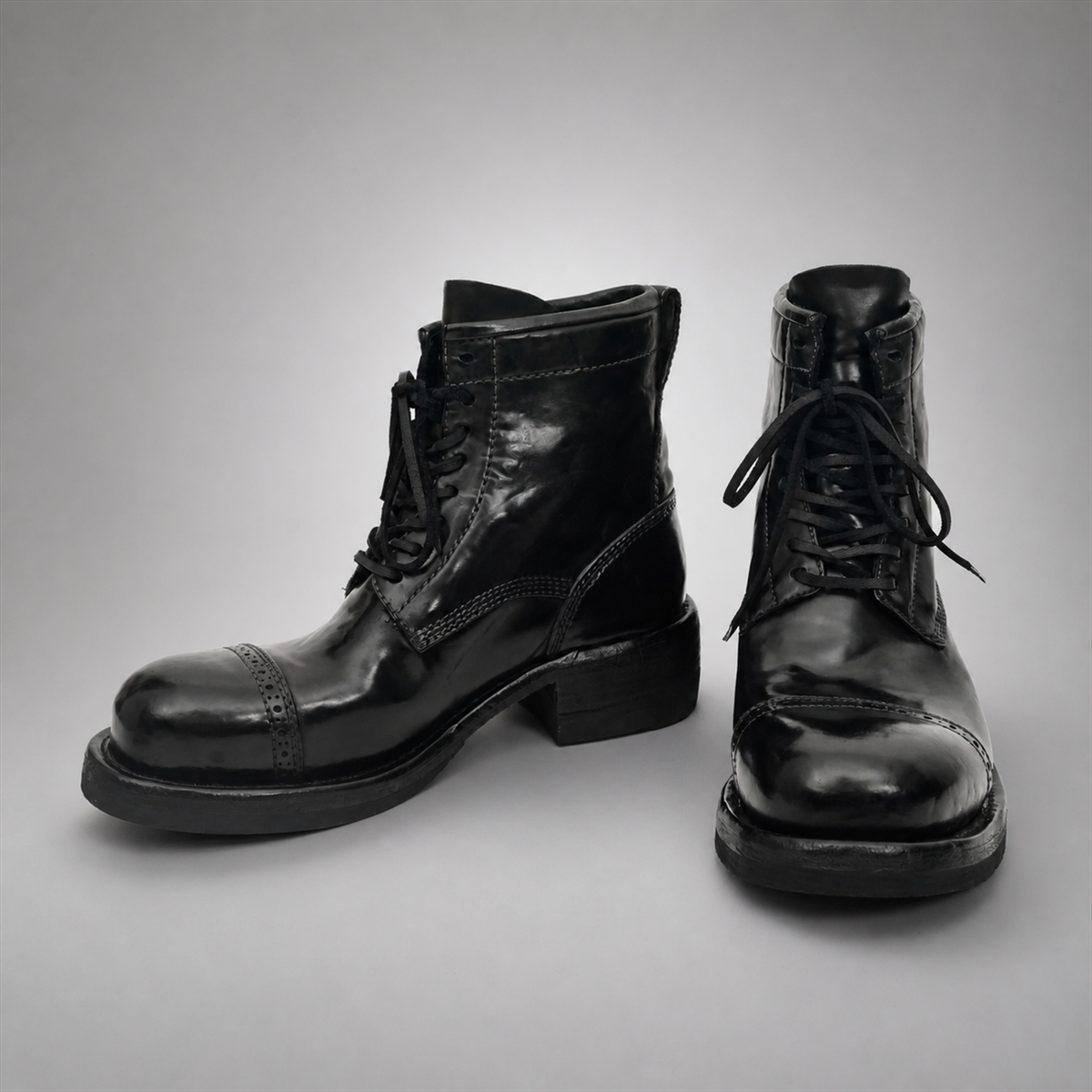 PASCH Foundry Cap-Toe Service Boot in Black Shell Cordovan