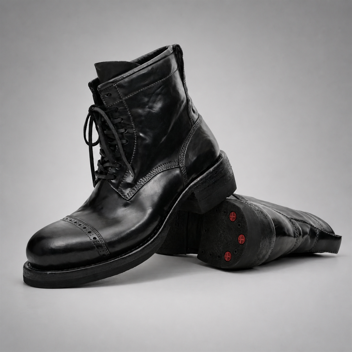 PASCH Foundry Cap-Toe Service Boot in Black Shell Cordovan
