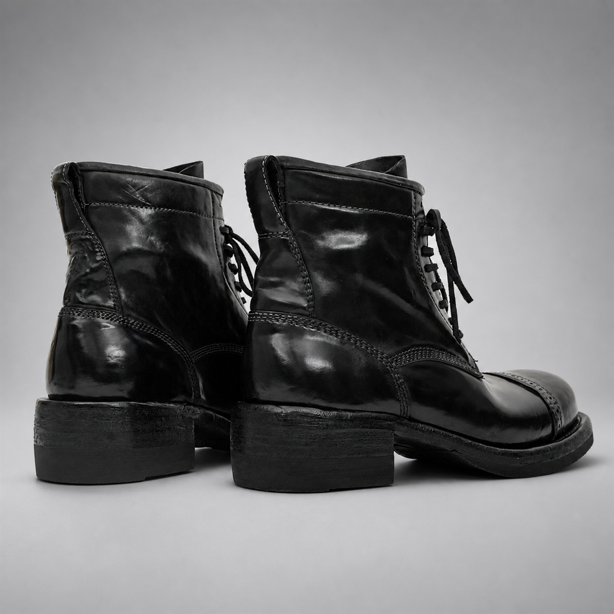 PASCH Foundry Cap-Toe Service Boot in Black Shell Cordovan