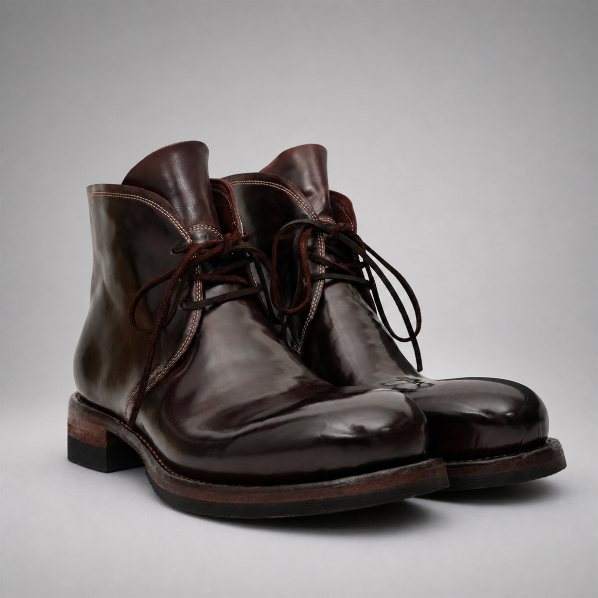 PASCH Mercer Object-Dyed Chukka Boot in Brown Shell Cordovan